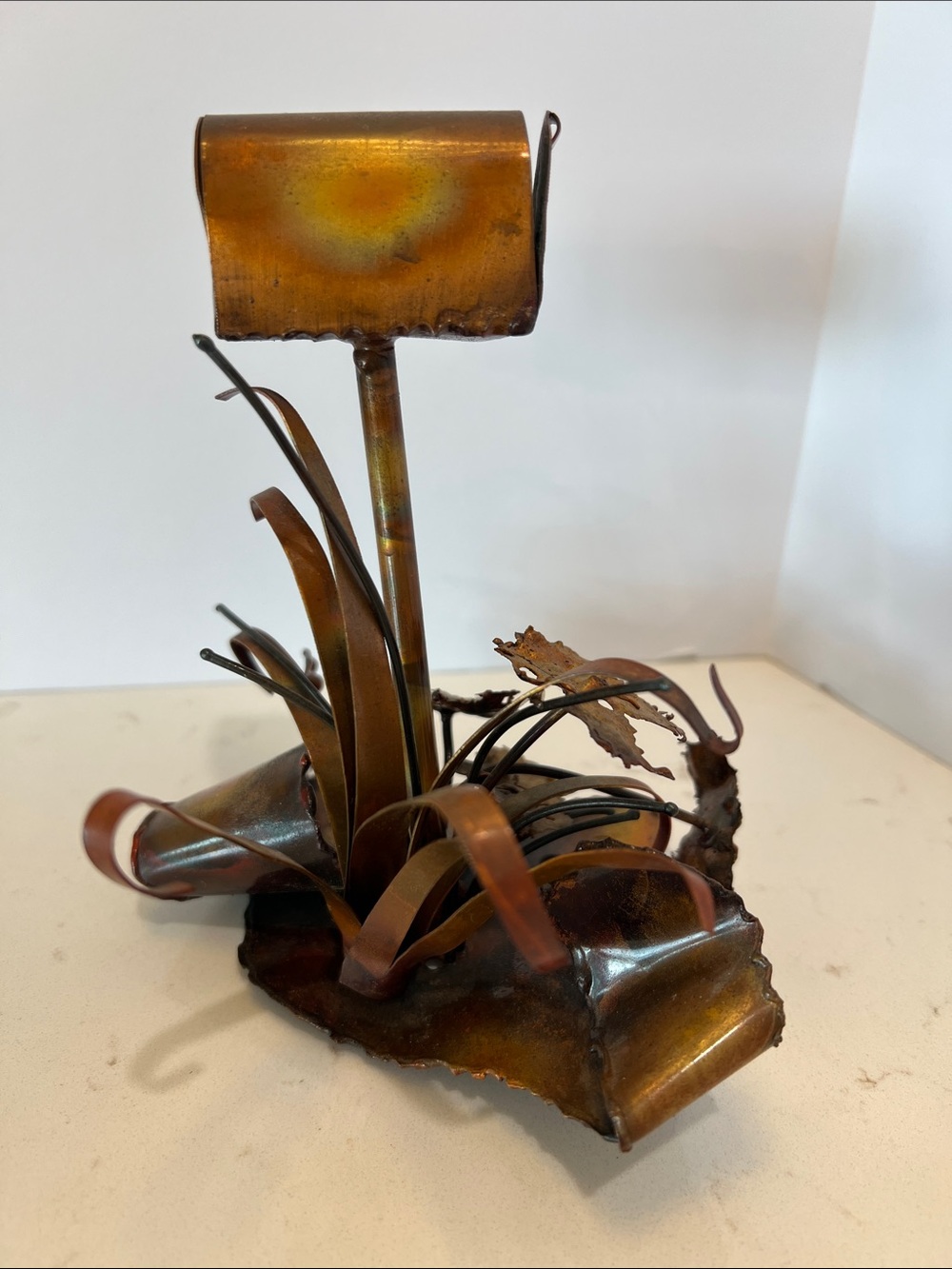 Vintage Handmade Welded Metal Mailbox Folk Art Sculpture Industrial Decor - Picture 3 of 8
